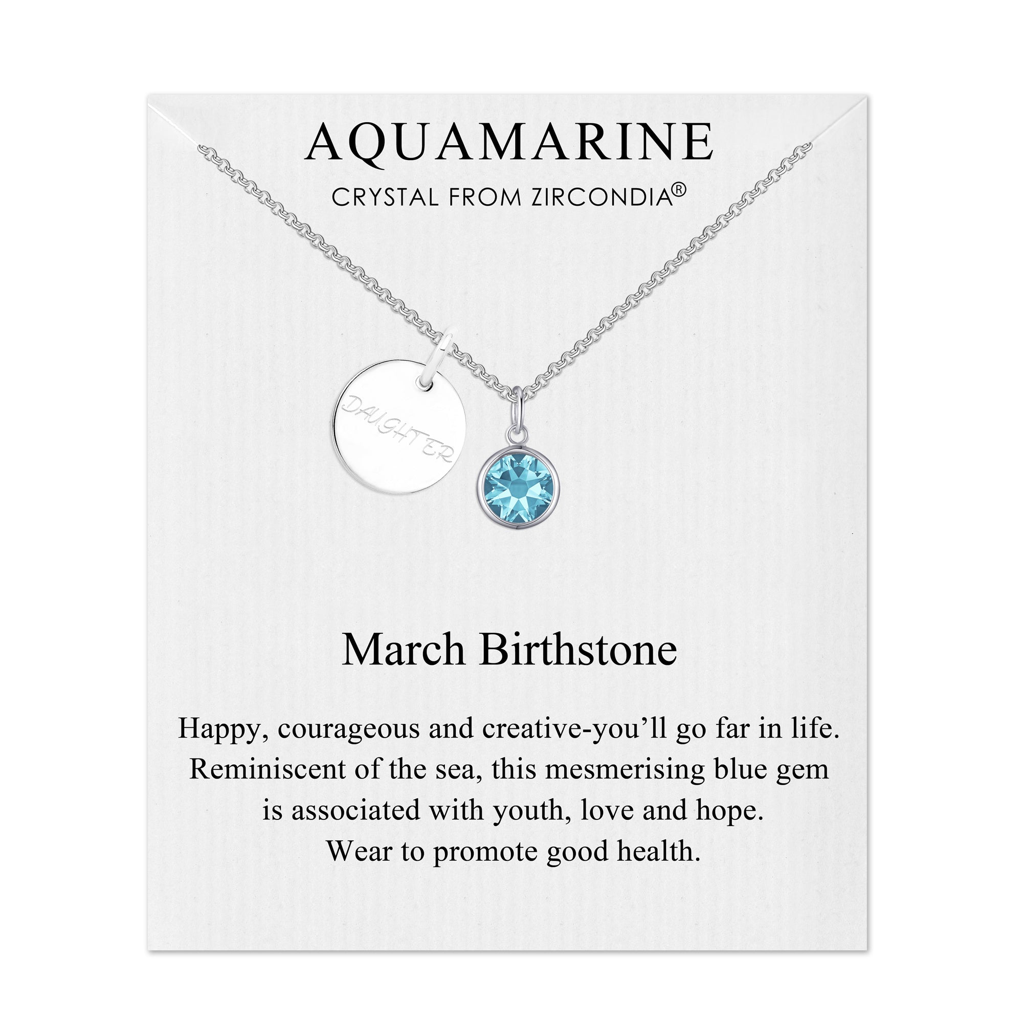 Birthstone Necklace with Daughter Charm Created with Zircondia® Crystals - Philip Jones Jewellery