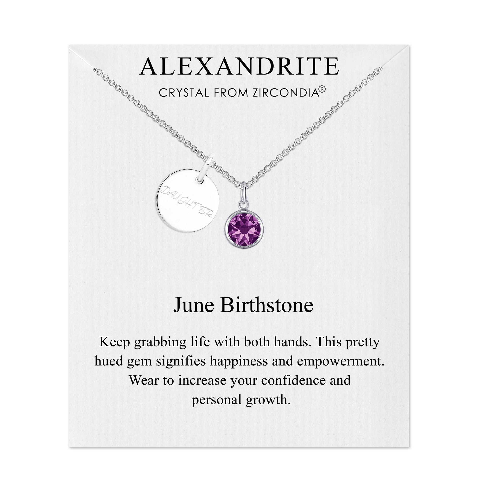 Birthstone Necklace with Daughter Charm Created with Zircondia® Crystals - Philip Jones Jewellery