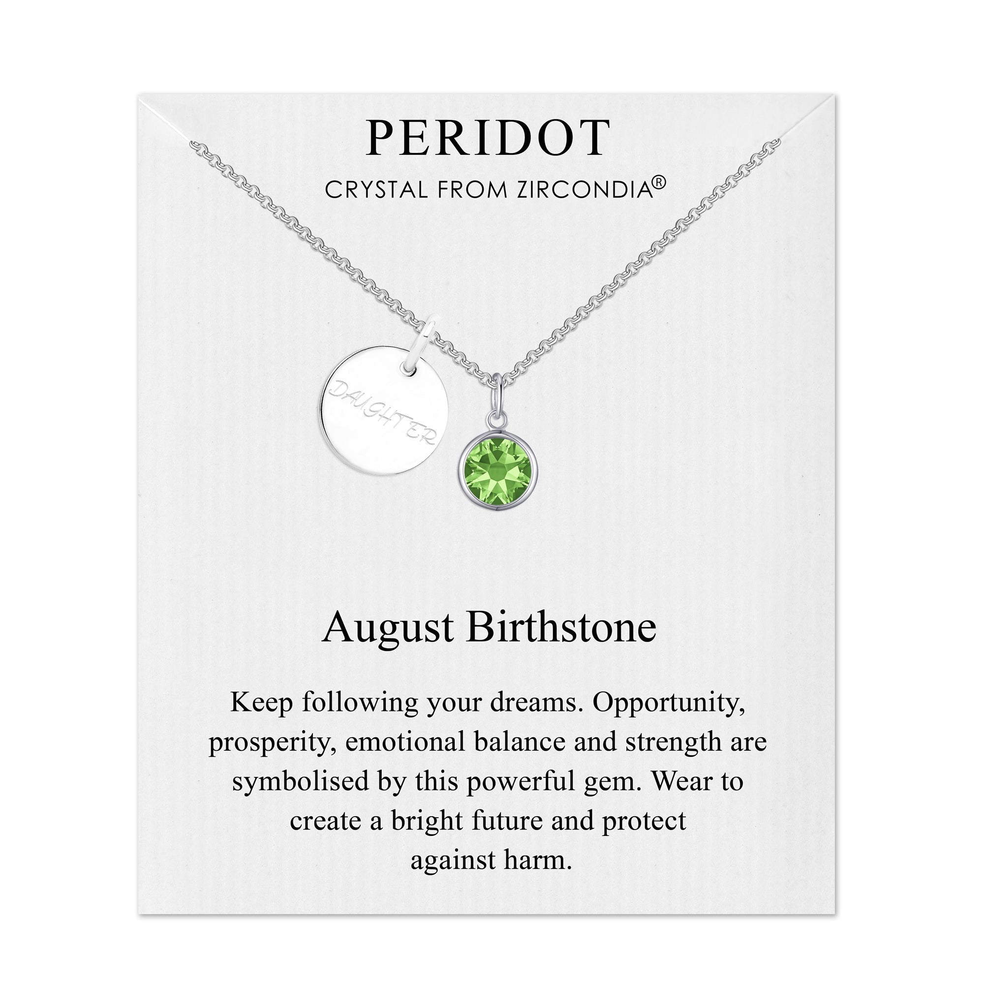 Birthstone Necklace with Daughter Charm Created with Zircondia® Crystals - Philip Jones Jewellery