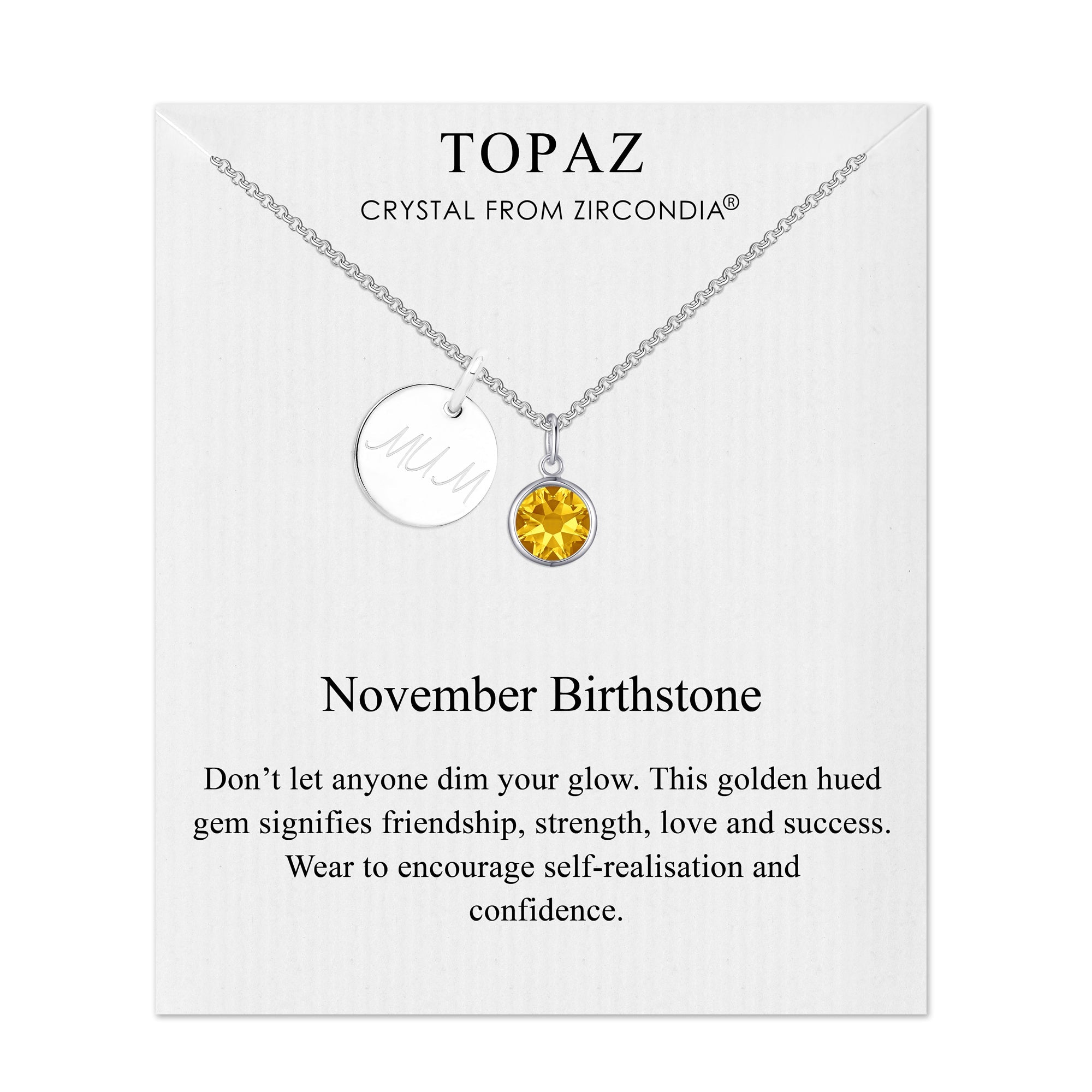 Birthstone Necklace with Mum Charm Created with Zircondia® Crystals - Philip Jones Jewellery