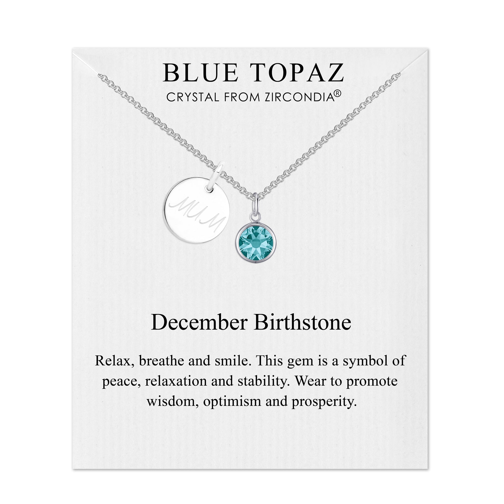 Birthstone Necklace with Mum Charm Created with Zircondia® Crystals - Philip Jones Jewellery