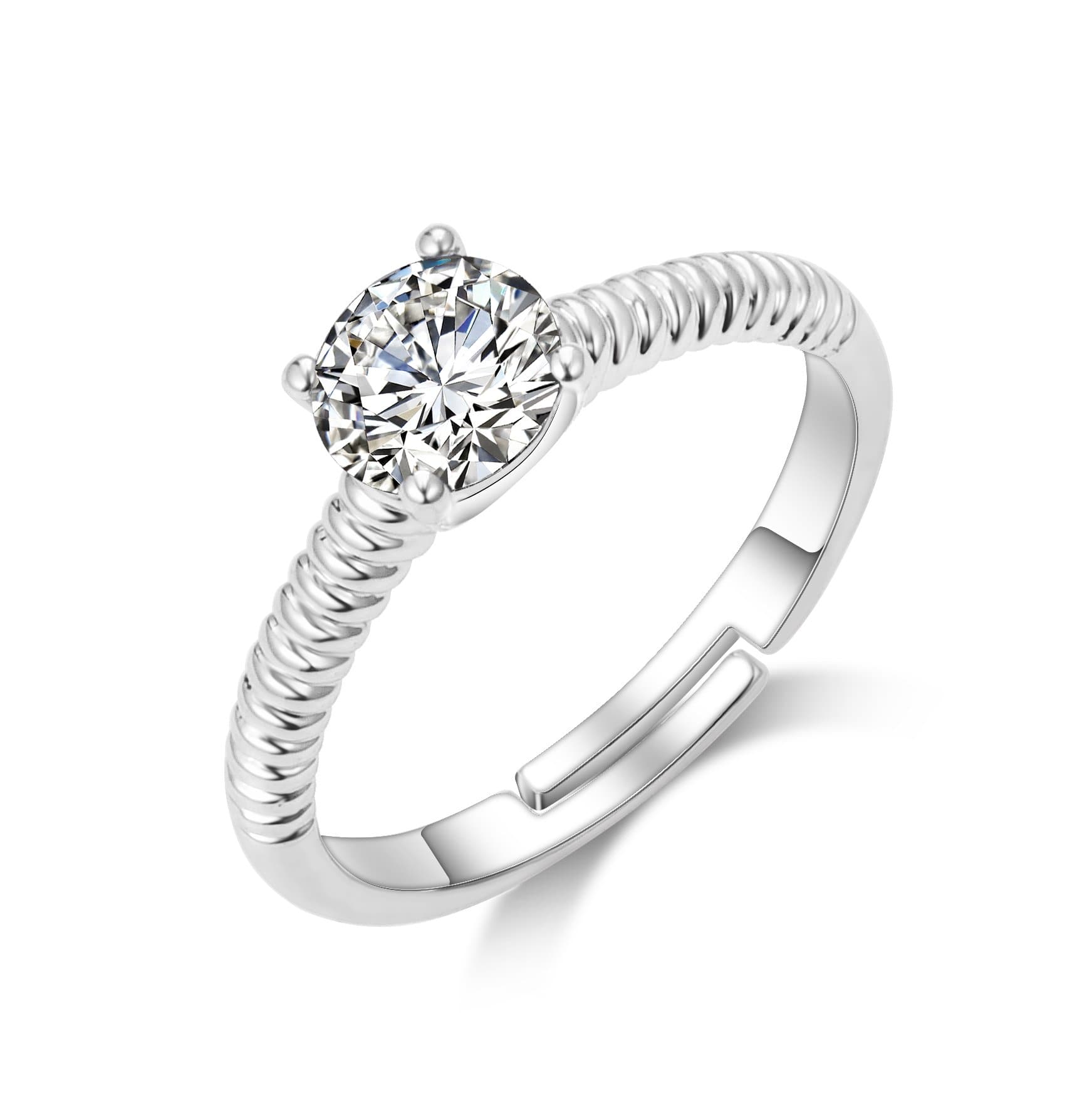 April (Diamond) Adjustable Birthstone Ring Created with Zircondia® Crystals
