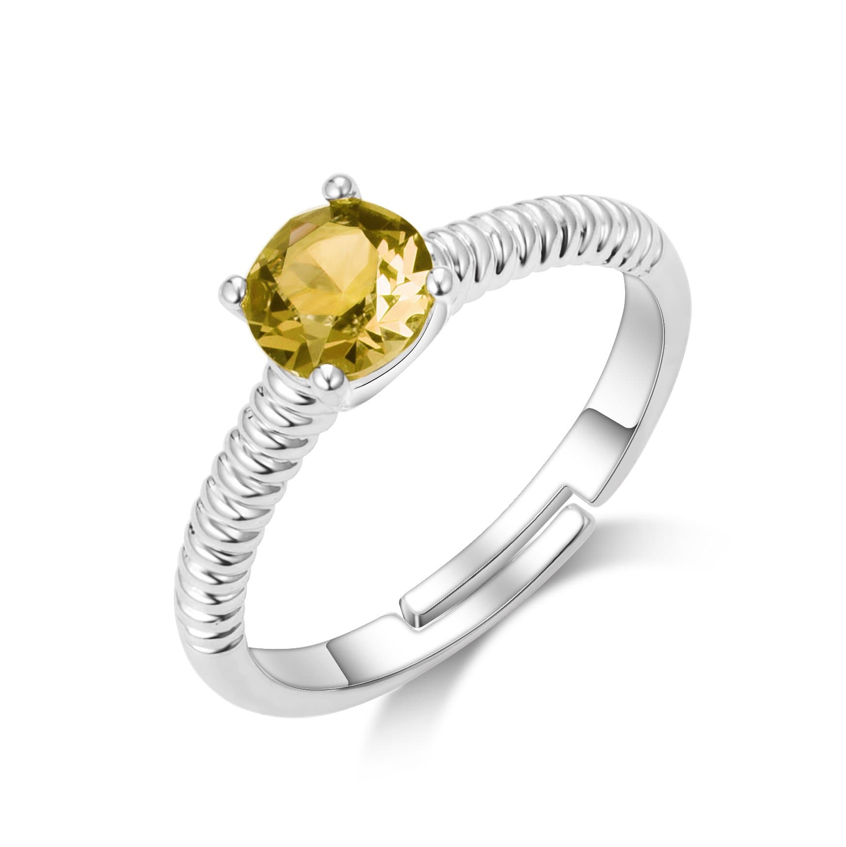 Yellow Adjustable Crystal Ring Created with Zircondia® Crystals by Philip Jones Jewellery