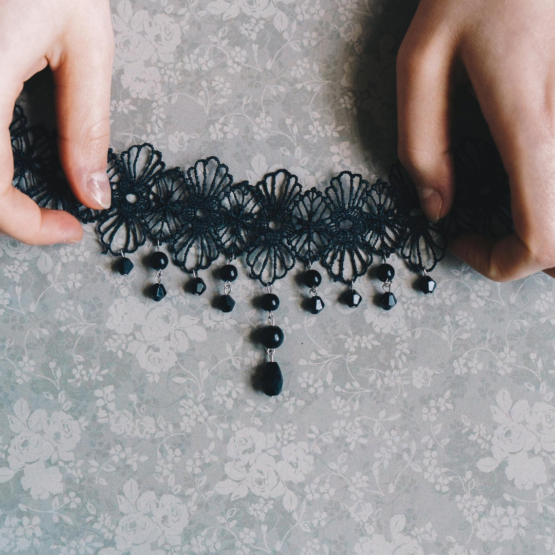 Black Crystal Choker Set - Philip Jones Jewellery