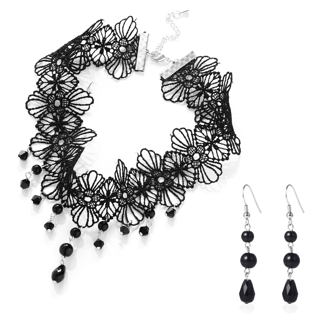 Black Crystal Choker Set - Philip Jones Jewellery