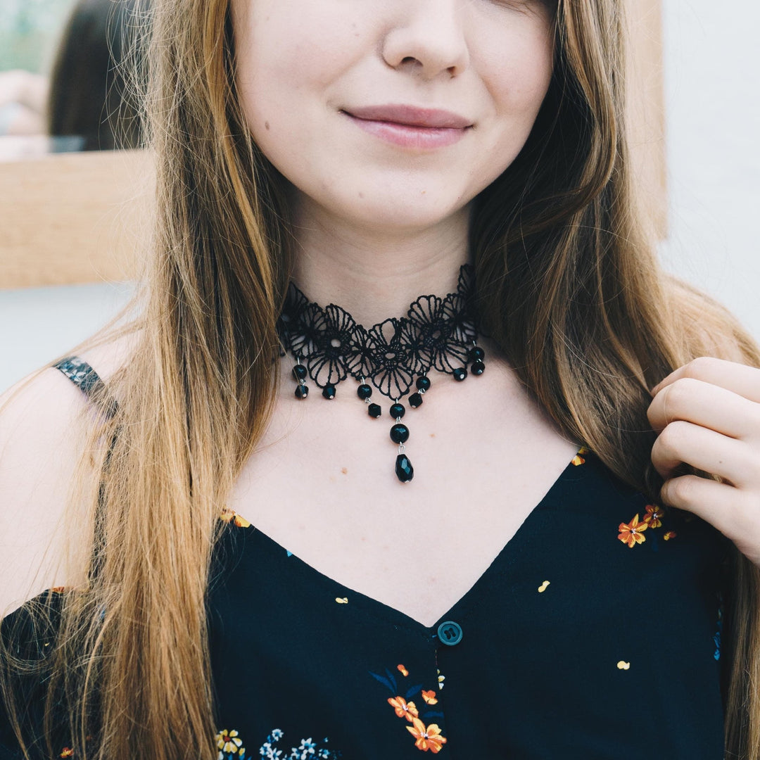 Black Crystal Choker Set - Philip Jones Jewellery