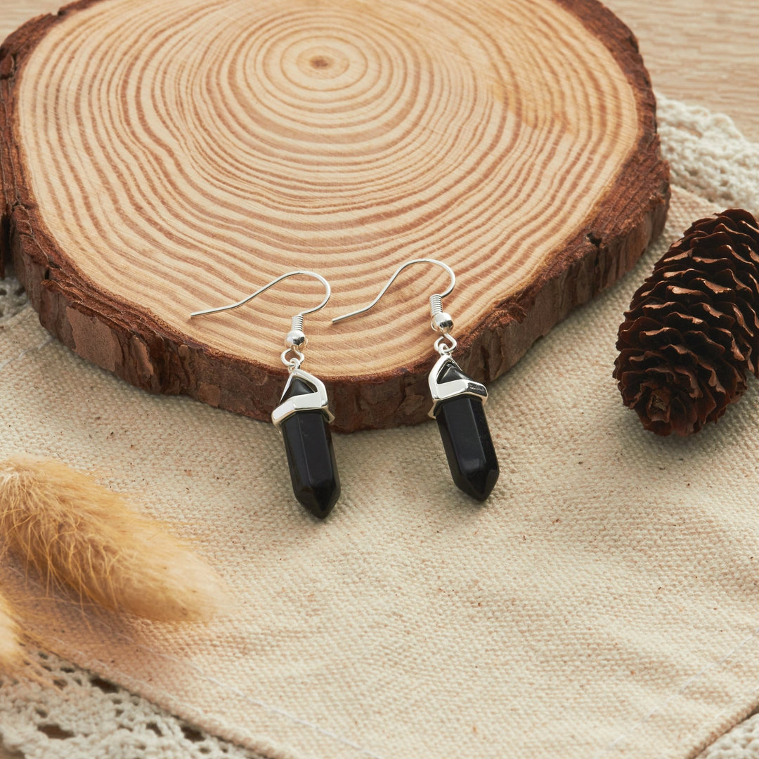 Black Onyx Gemstone Drop Earrings - Philip Jones Jewellery