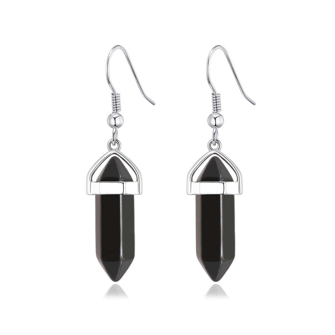 Black Onyx Gemstone Drop Earrings - Philip Jones Jewellery