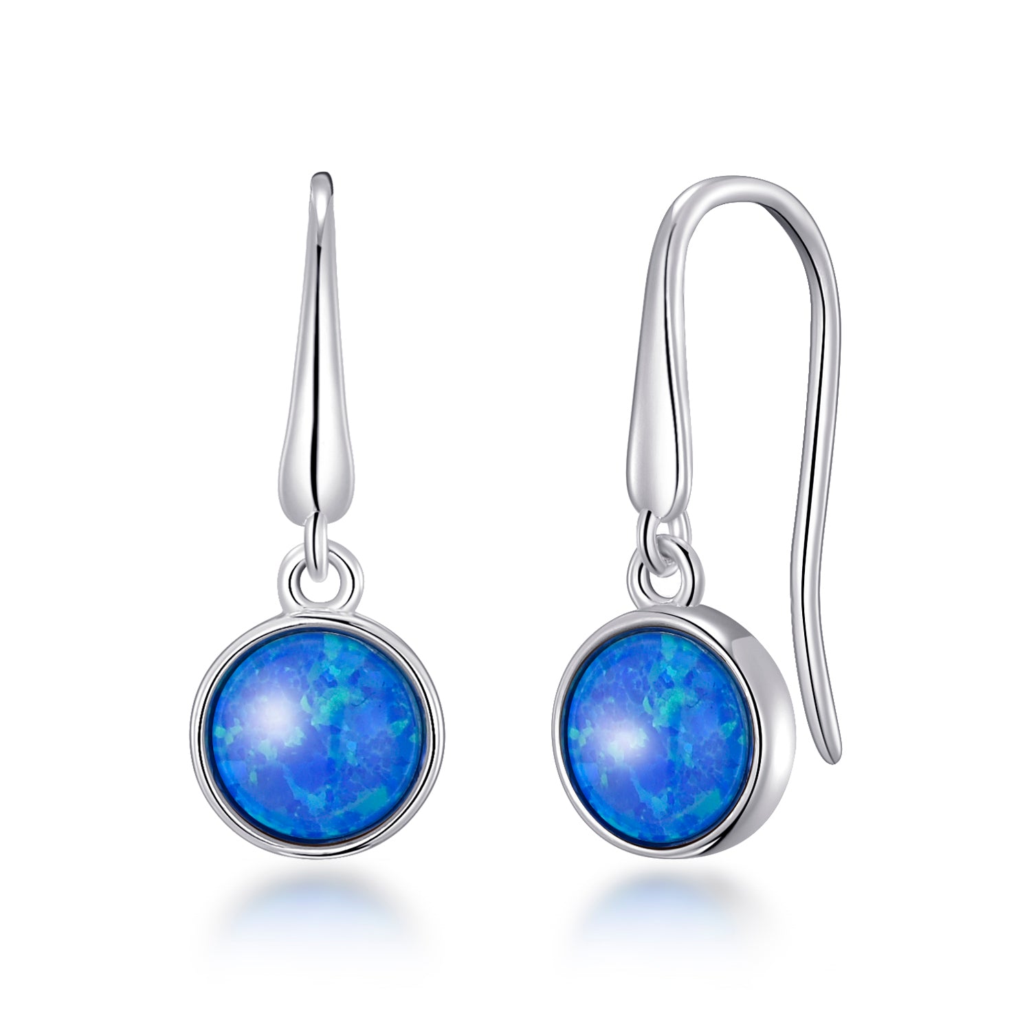 Synthetic Blue Opal Drop Earrings by Philip Jones Jewellery