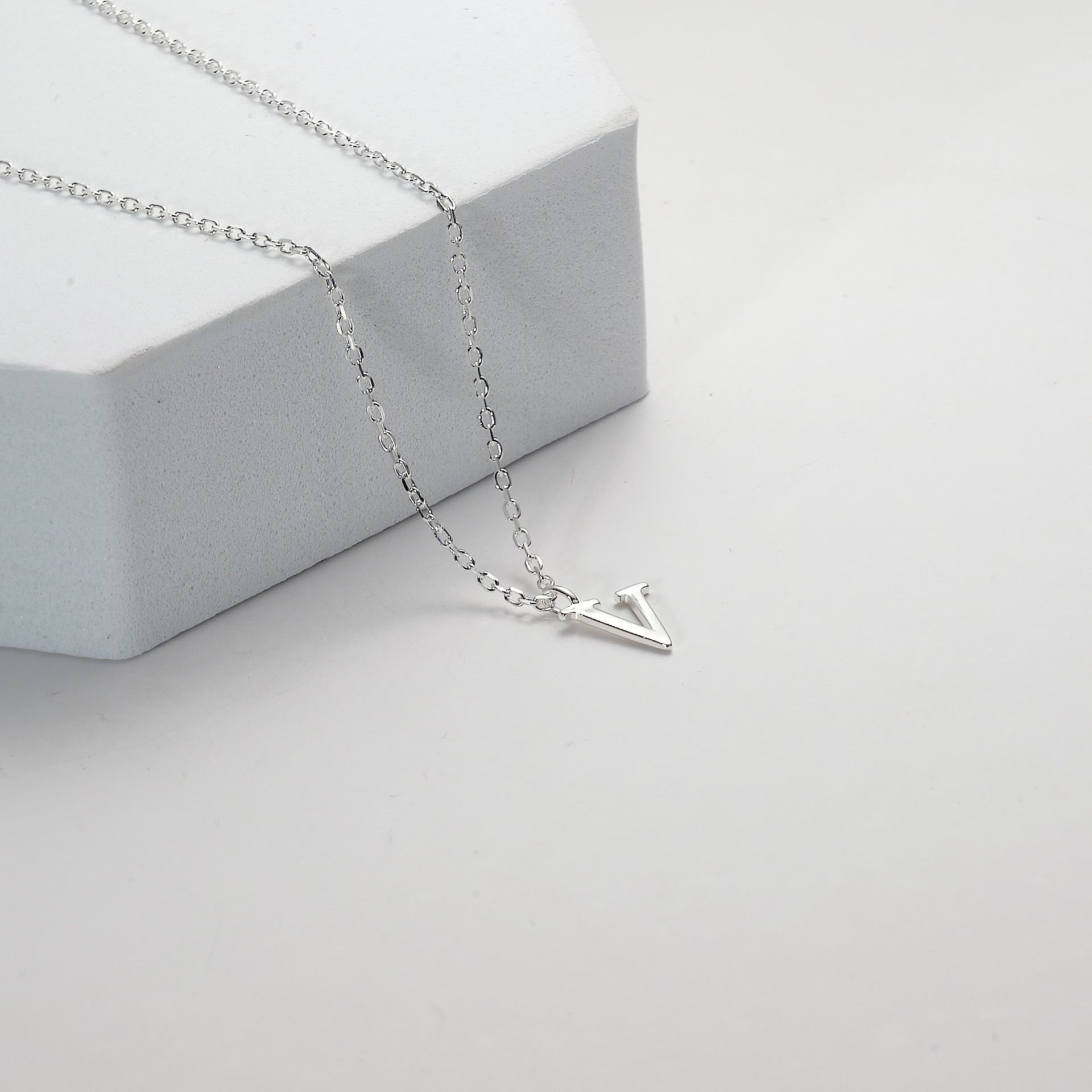 Sterling Silver Initial V Necklace Video
