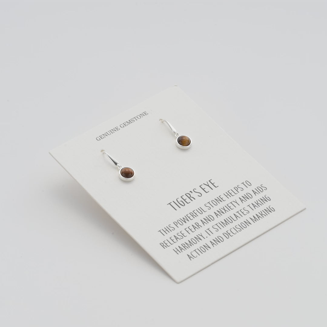 Tiger's Eye Drop Earrings with Quote Card Video