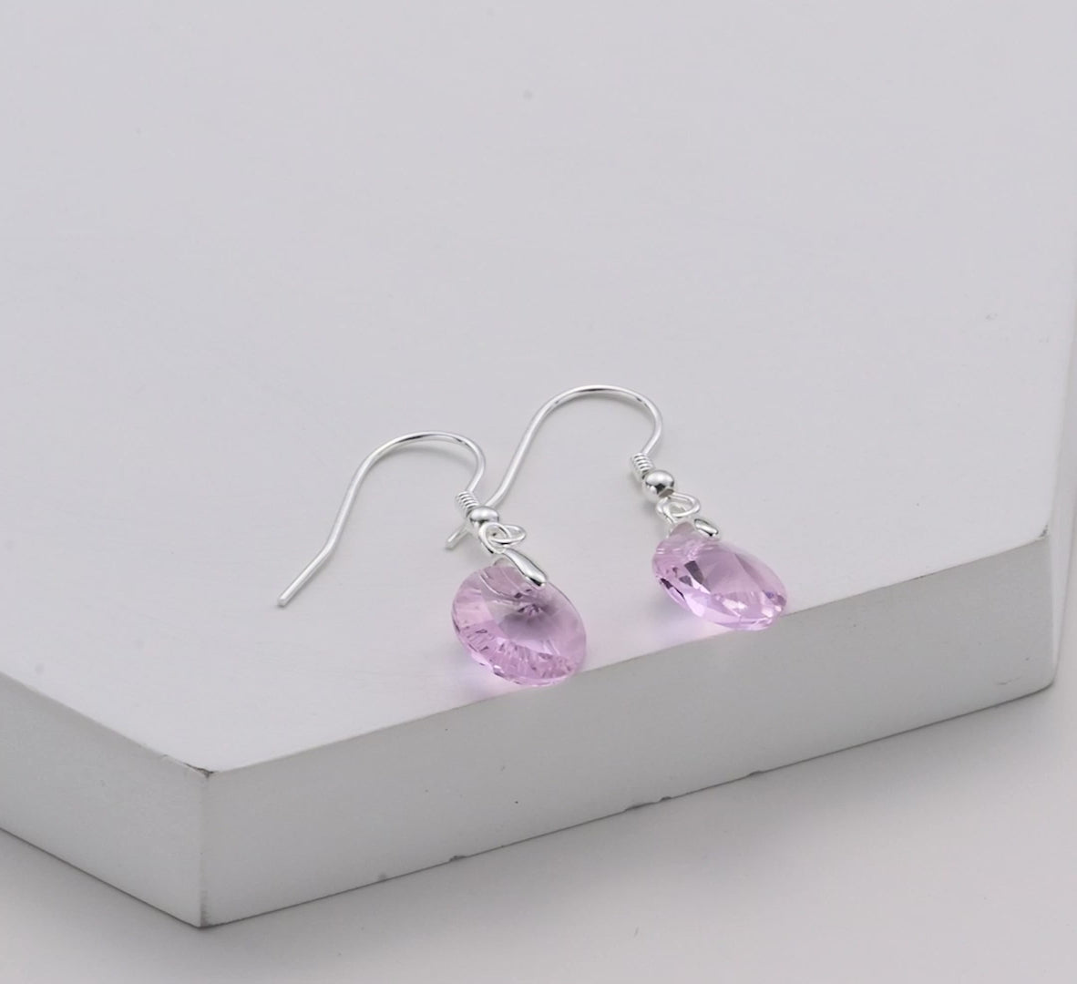 Sterling Silver Light Rose Earrings Created with Zircondia® Crystals Video