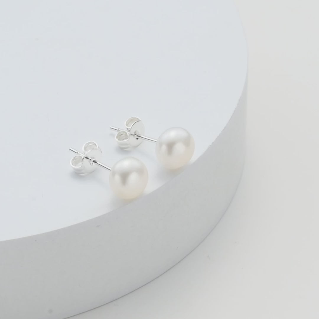 Silver Plated Freshwater Pearl Earrings Video