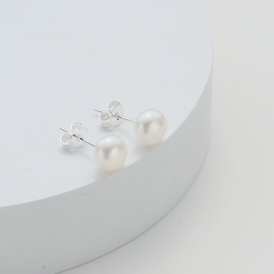 Silver Plated Freshwater Pearl Earrings Video