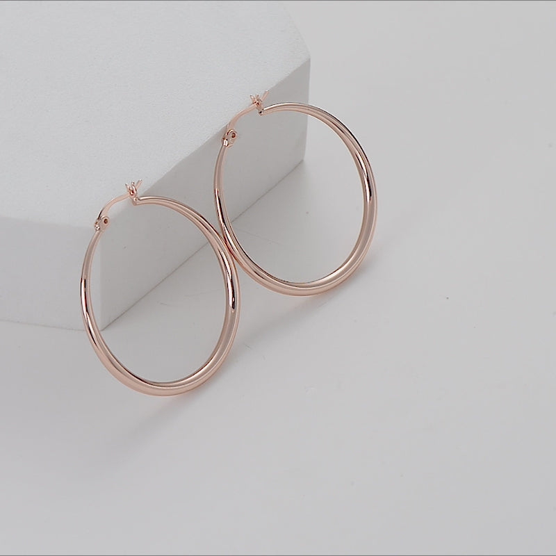 Rose Gold Plated 40mm Hoop Earrings Video