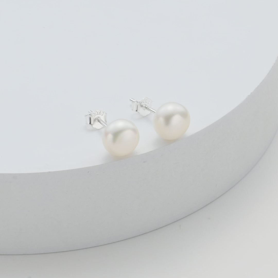 Sterling Silver Pearl Earrings Video