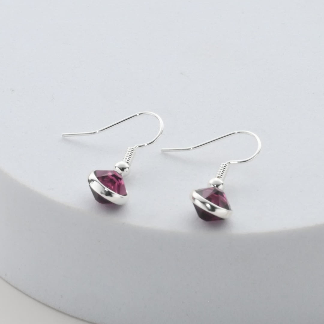 Purple Crystal Drop Earrings Created with Zircondia® Crystals Video