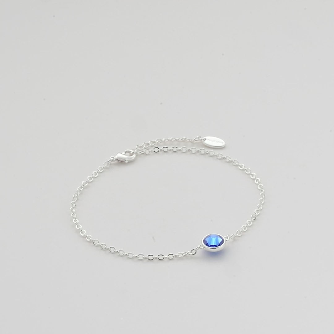 September (Sapphire) Birthstone Anklet Created with Zircondia® Crystals Video