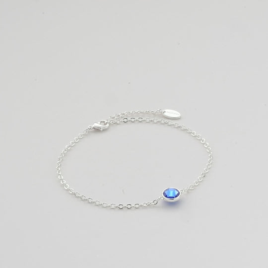 September (Sapphire) Birthstone Anklet Created with Zircondia® Crystals Video