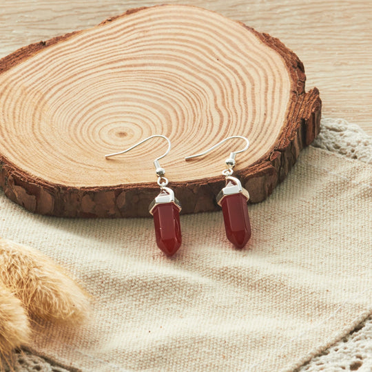 Carnelian Gemstone Drop Earrings with Quote Card - Philip Jones Jewellery