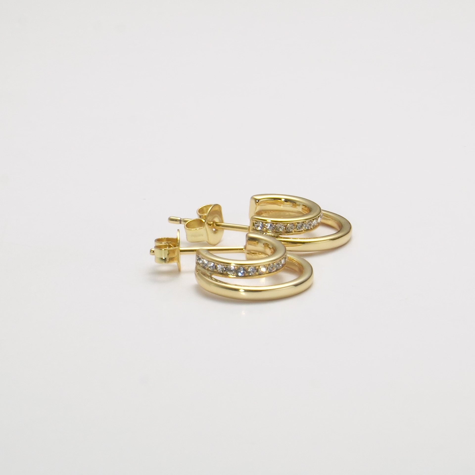 Gold Plated Open Double Hoop Earrings Created With Zircondia® Crystals Video