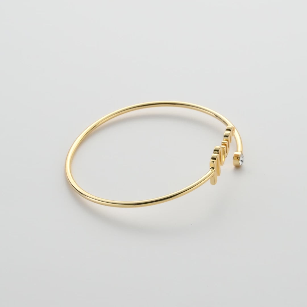 Gold Plated Mum Cuff Bangle Created with Zircondia® Crystals Video