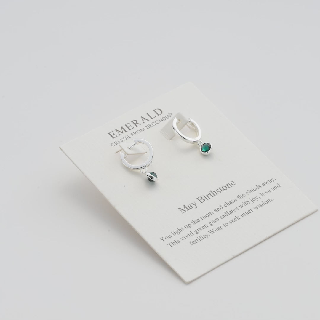 May Birthstone Hoop Earrings Created with Emerald Zircondia® Crystals Video