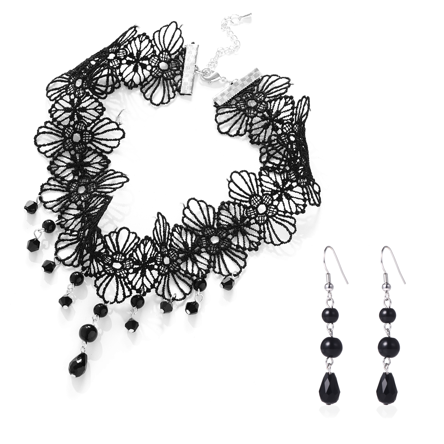 Black Crystal Choker Set by Philip Jones Jewellery