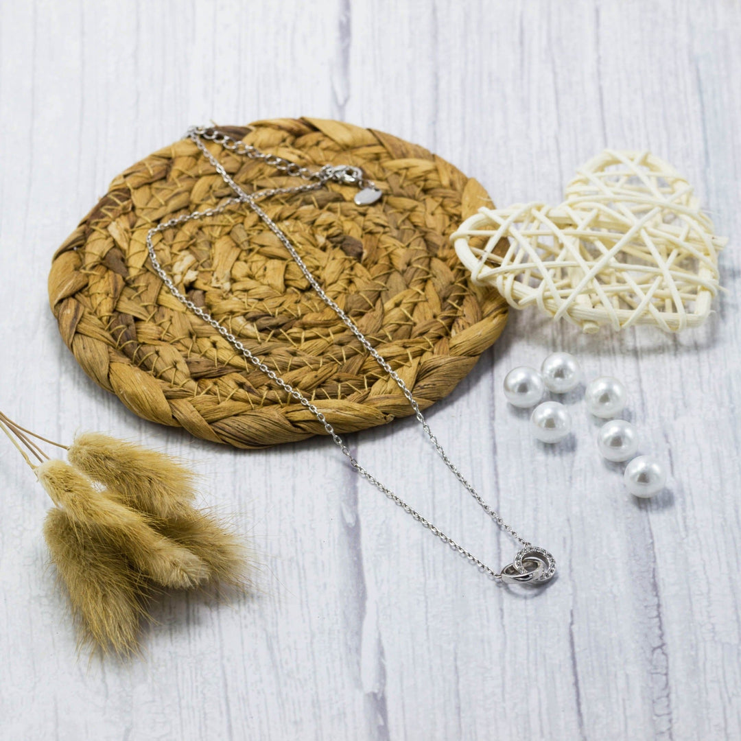 Circle Link Necklace Created with Zircondia® Crystals - Philip Jones Jewellery