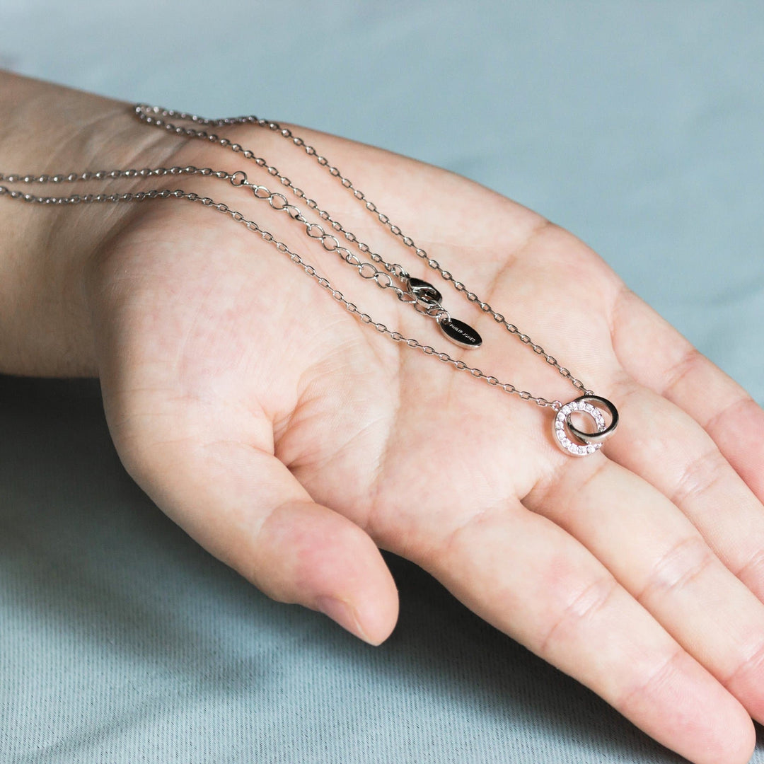 Circle Link Necklace Created with Zircondia® Crystals - Philip Jones Jewellery