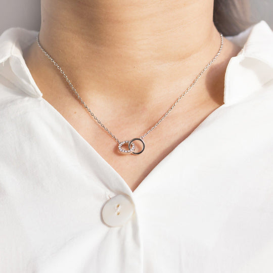 Circle Link Necklace Created with Zircondia® Crystals - Philip Jones Jewellery