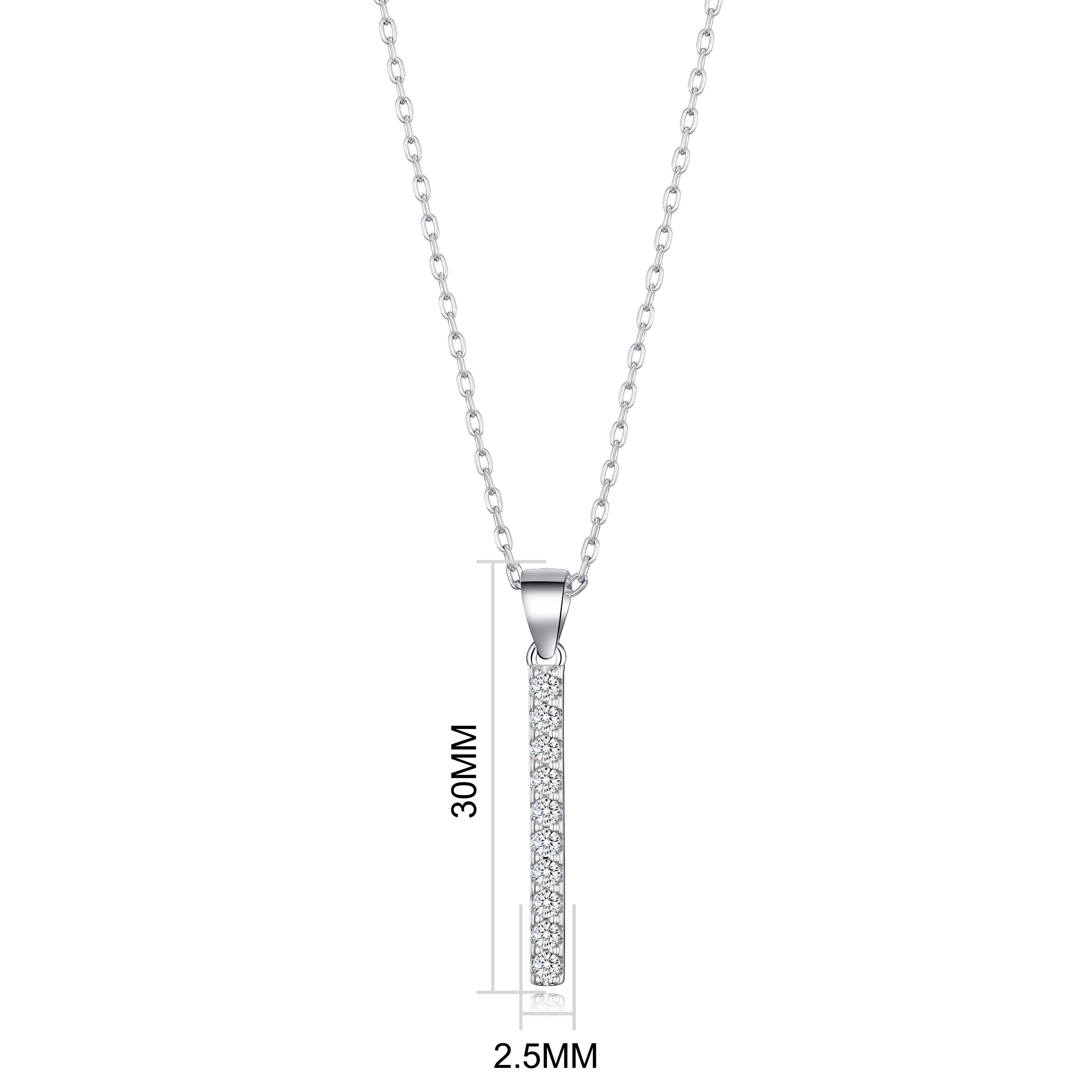 Silver Plated Crystal Bar Drop Necklace Created with Zircondia® Crystals