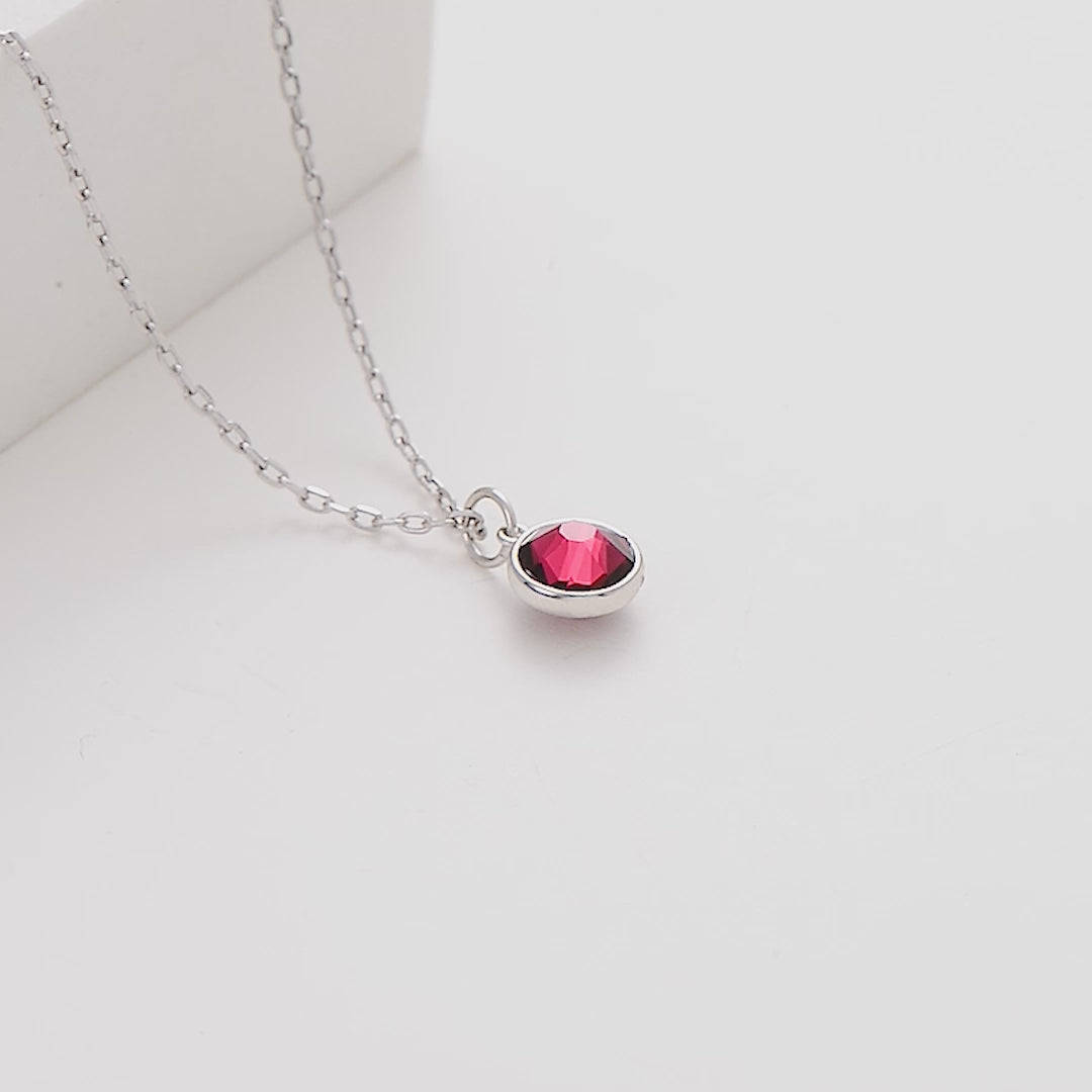 July (Ruby) Birthstone Necklace Created with Zircondia® Crystals Video