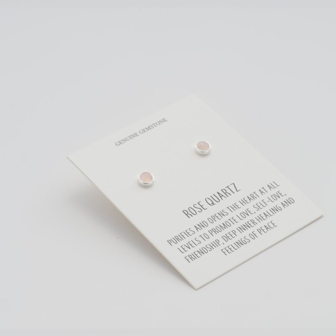 Rose Quartz Stud Earrings with Quote Card Video