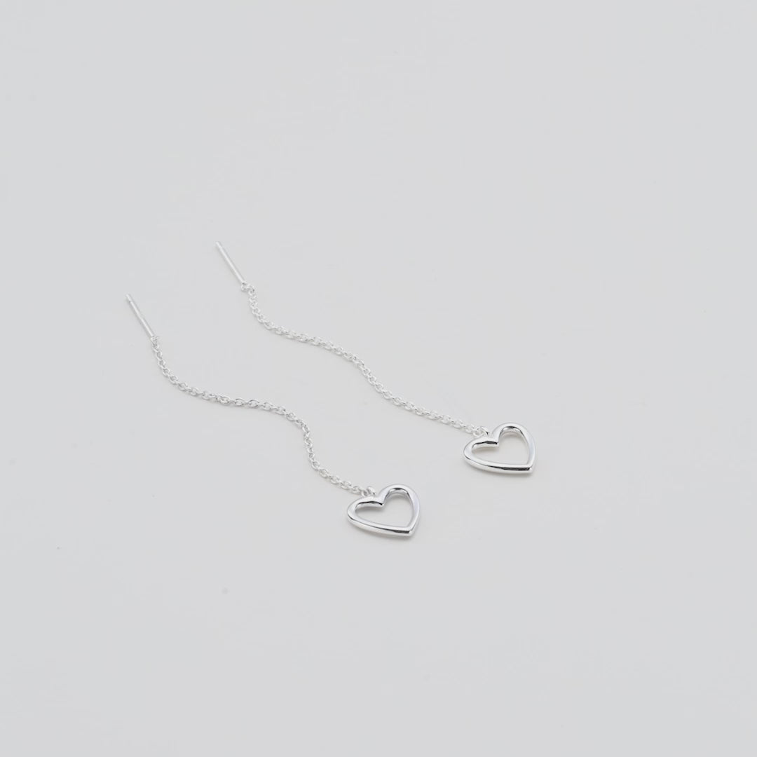 Sterling Silver Heart Thread Earrings Video