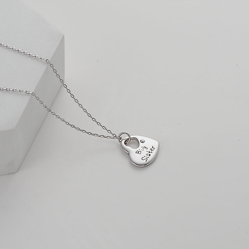 Big Sister Heart Necklace Created with Zircondia® Crystals Video