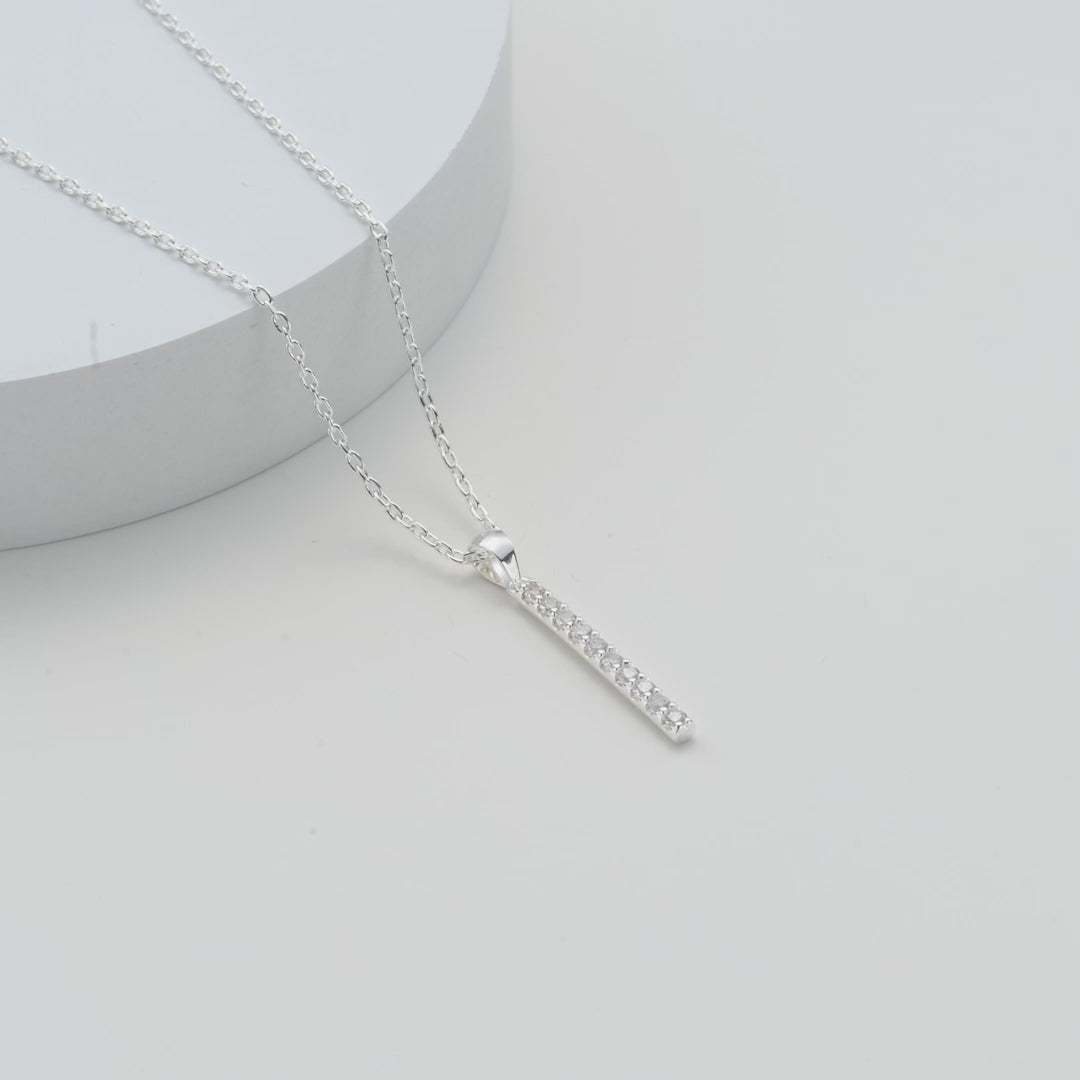 Silver Plated Crystal Bar Drop Necklace Created with Zircondia® Crystals Video