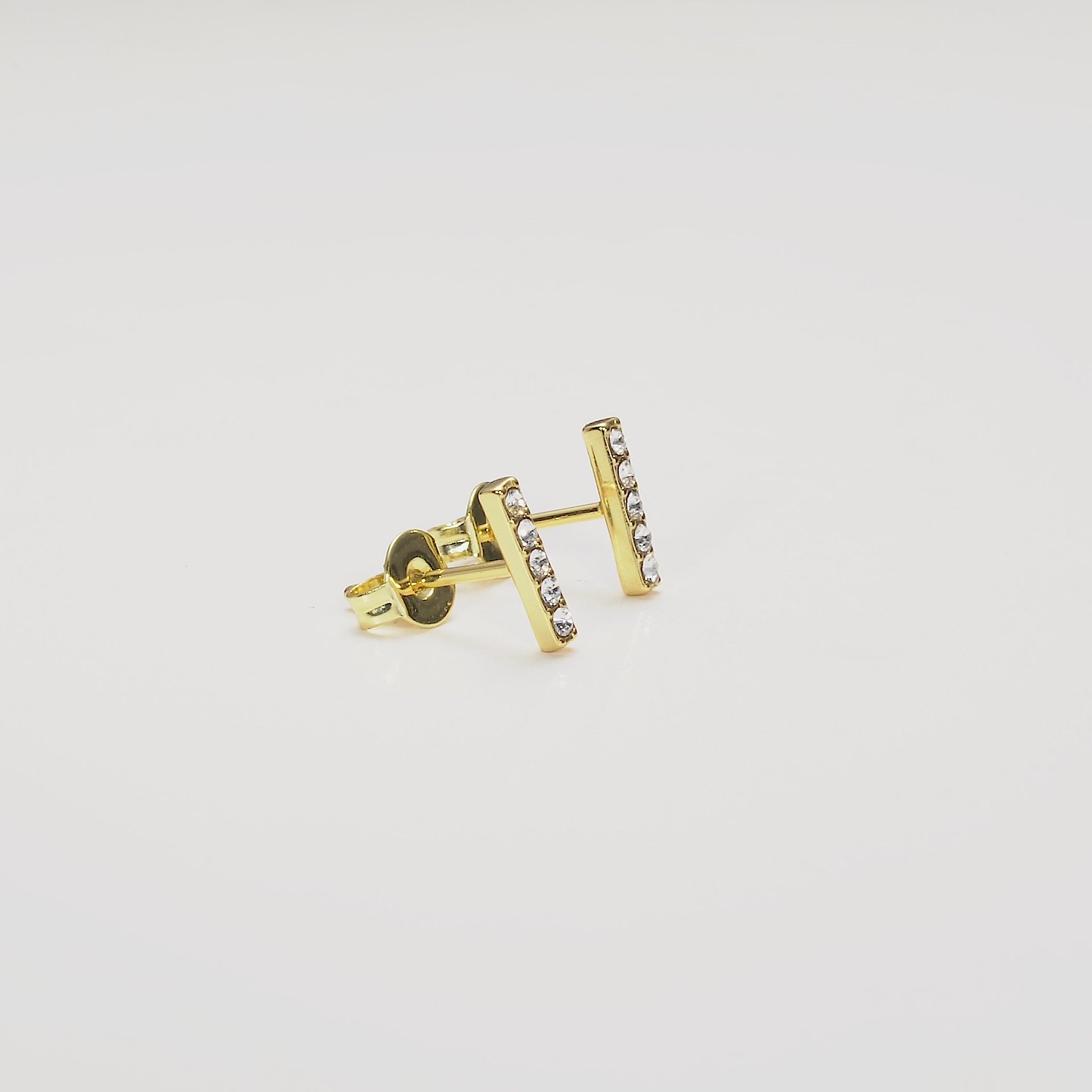 Gold Plated Bar Earrings Created with Zircondia® Crystals Video