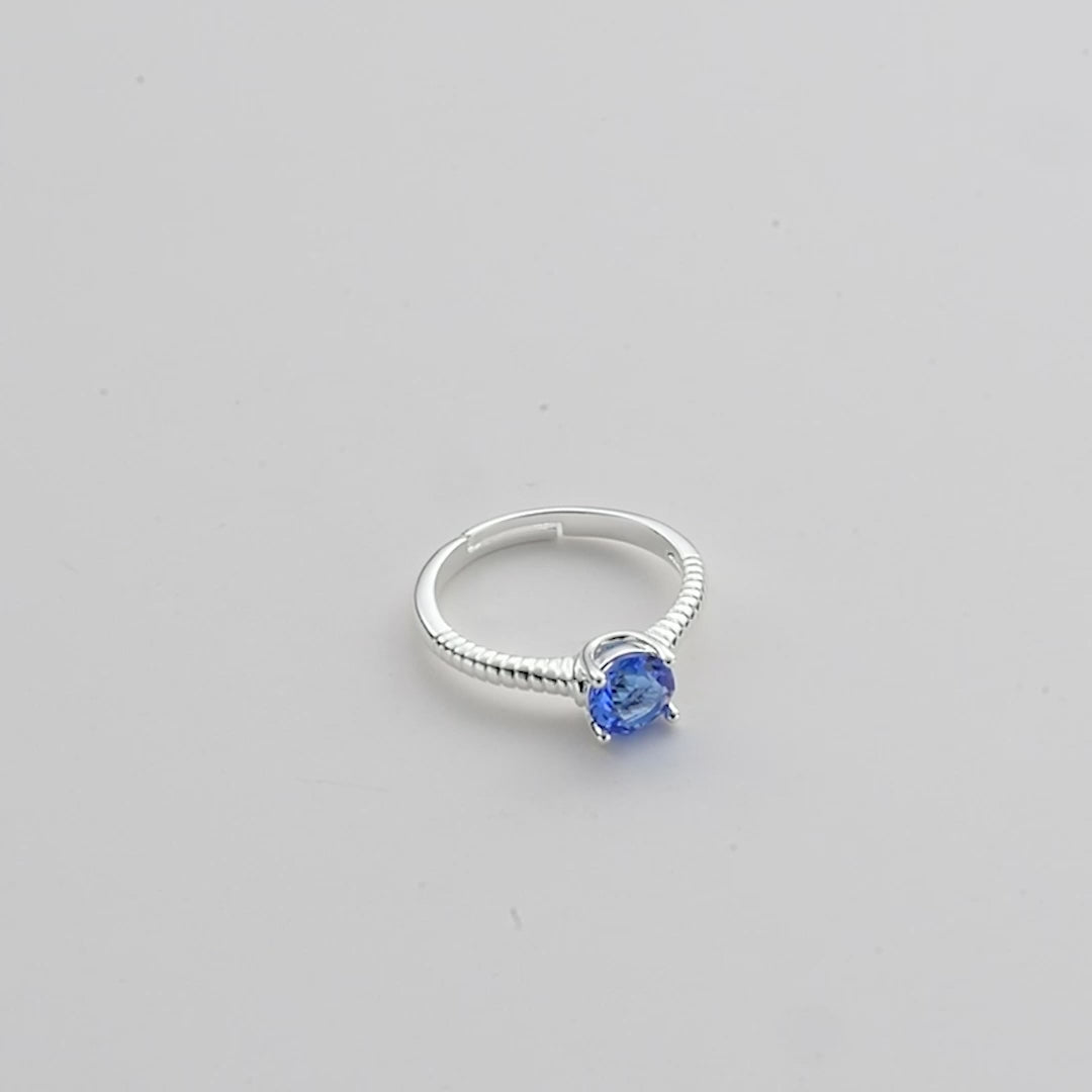 September (Sapphire) Adjustable Birthstone Ring Created with Zircondia® Crystals Video
