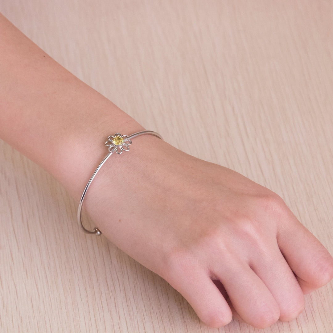 Daisy Crystal Cuff Bangle Created with Zircondia® Crystals - Philip Jones Jewellery