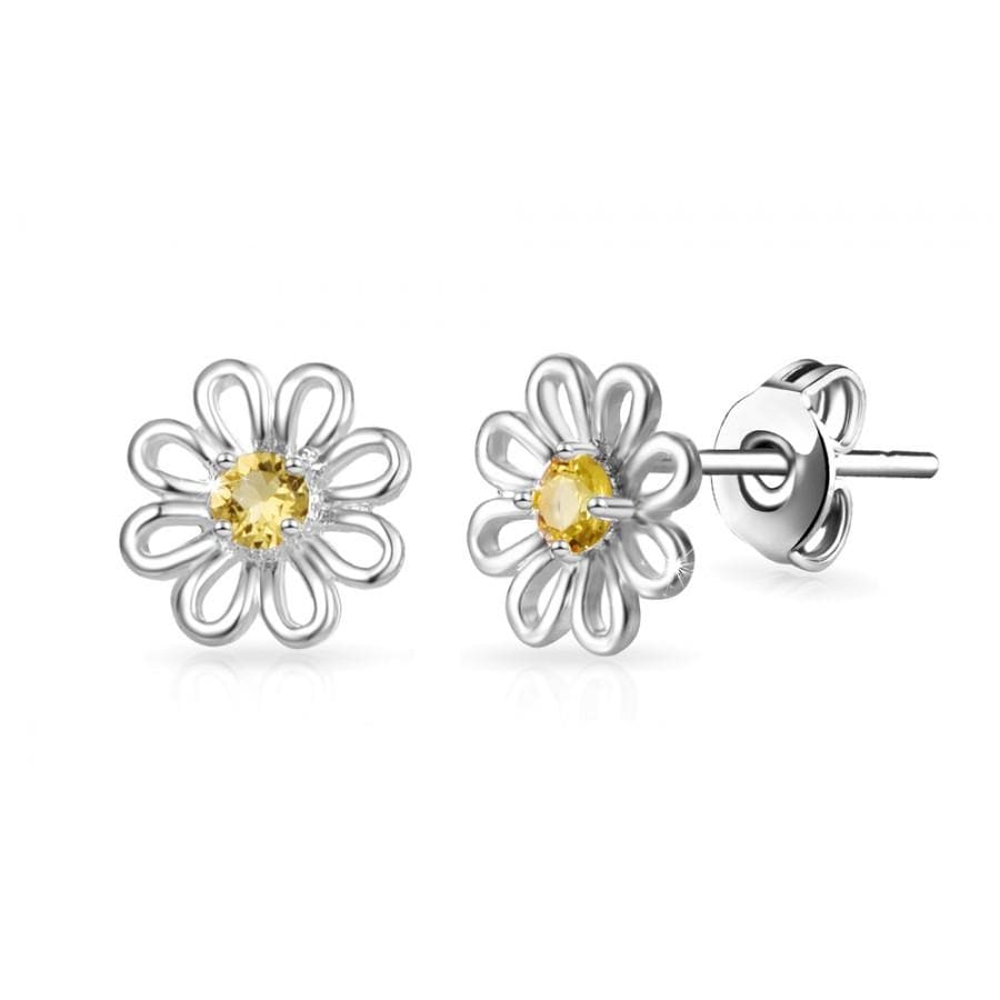 Daisy Stud Earrings Created with Zircondia® Crystals by Philip Jones Jewellery