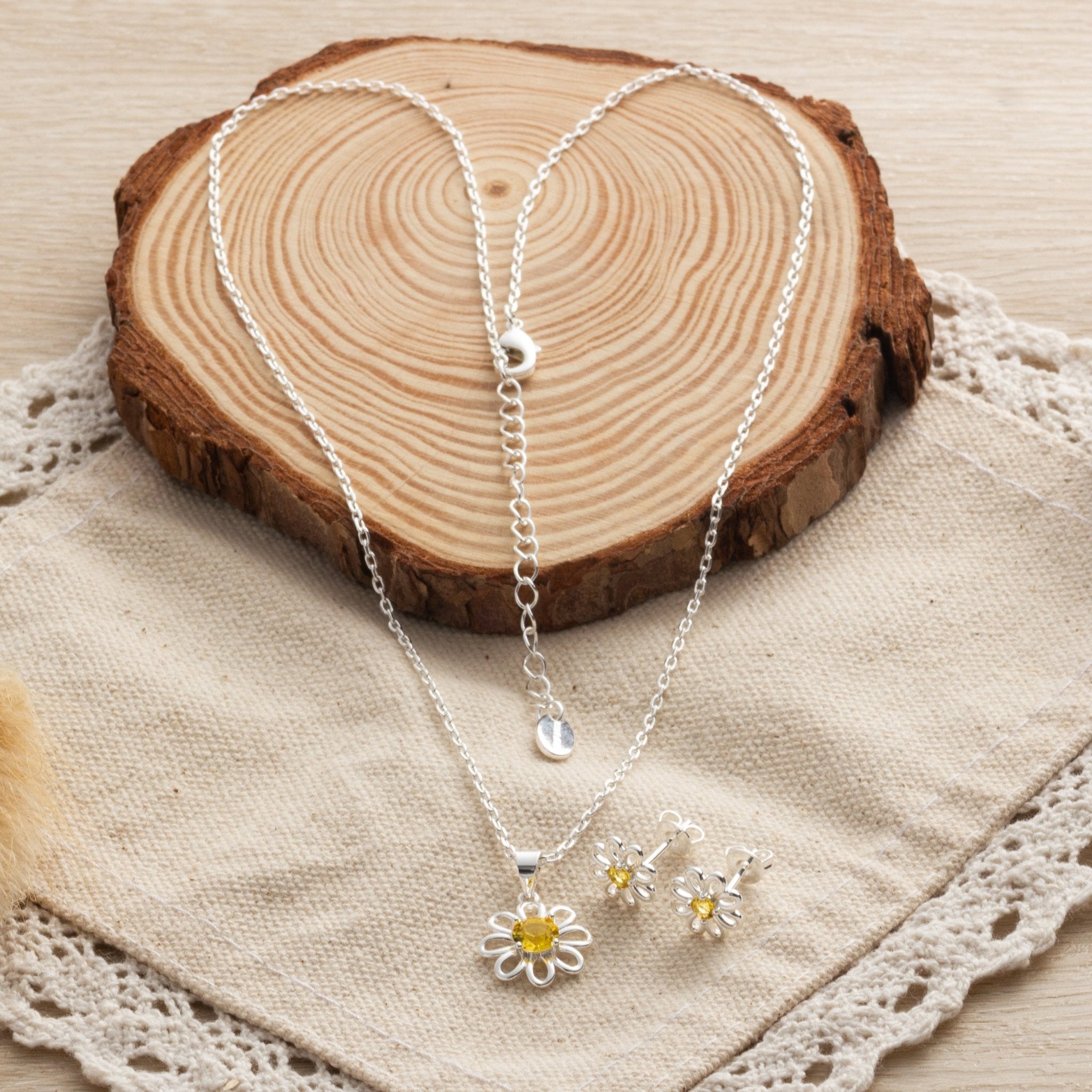 Daisy Set Created with Zircondia® Crystals - Philip Jones Jewellery