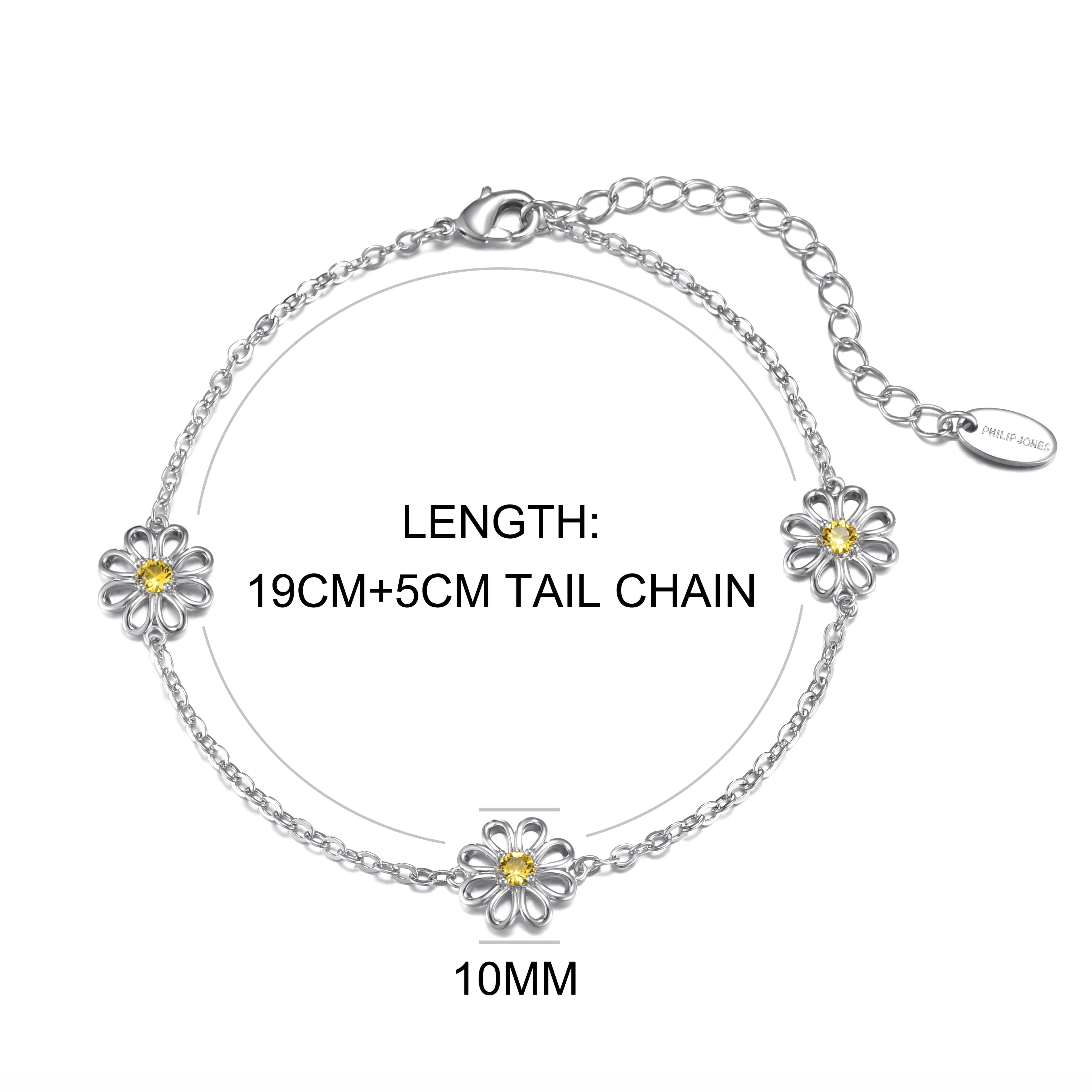 Crystal Daisy Anklet Created with Zircondia® Crystals