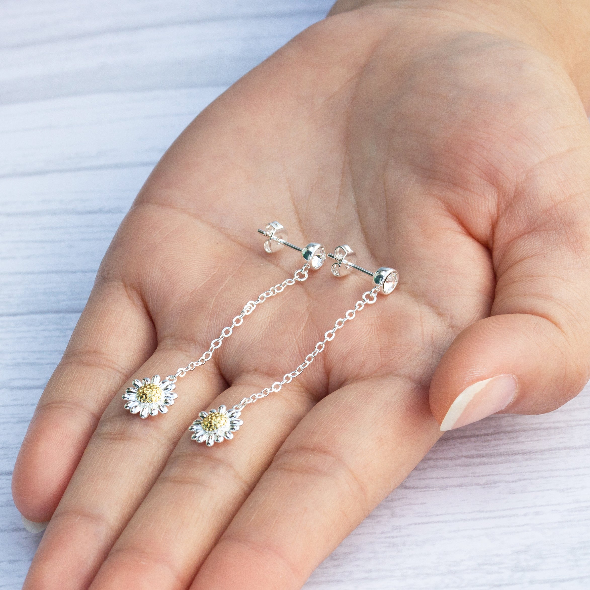 Daisy Drop Earrings Created with Zircondia® Crystals