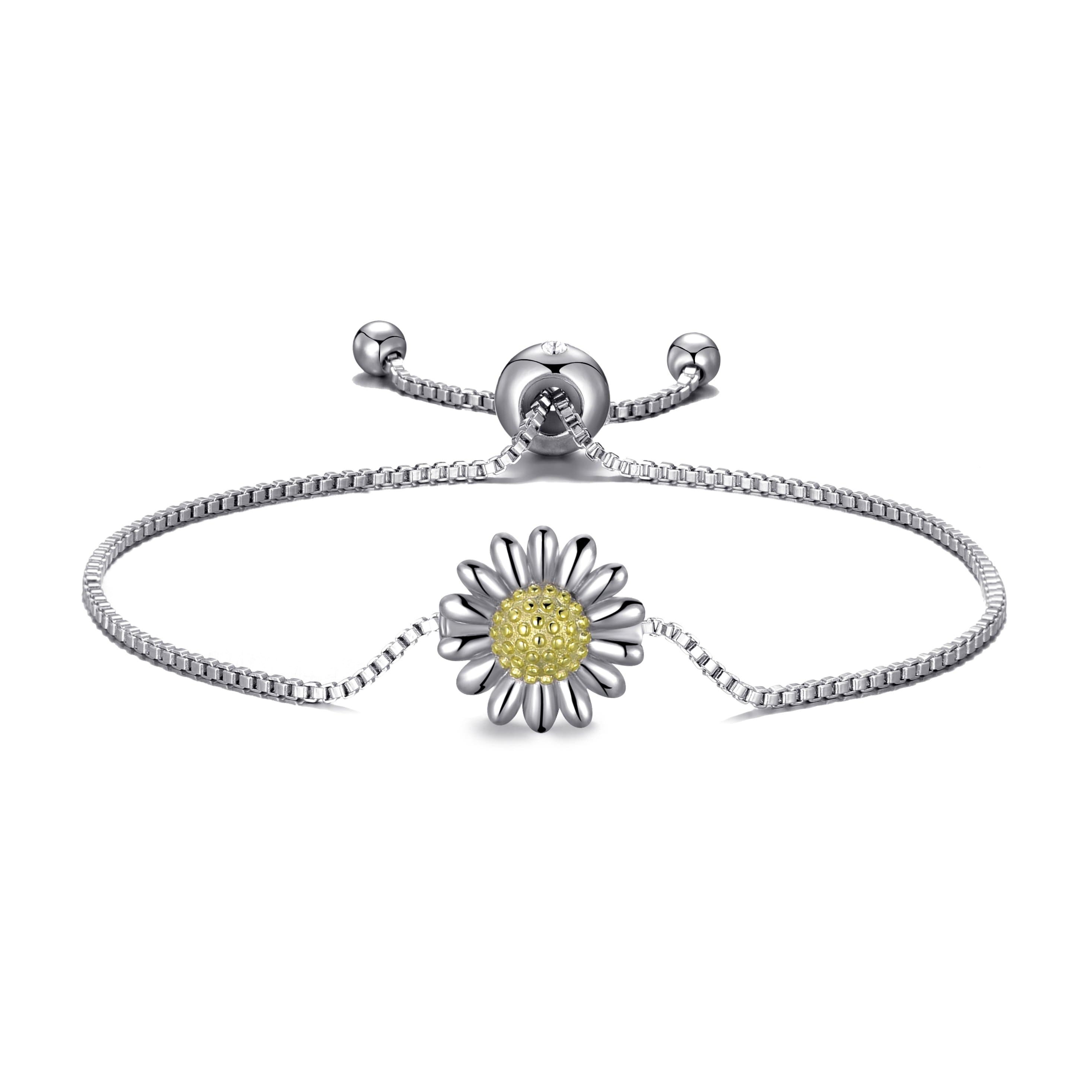 Daisy Friendship Bracelet Created with Zircondia® Crystals by Philip Jones Jewellery