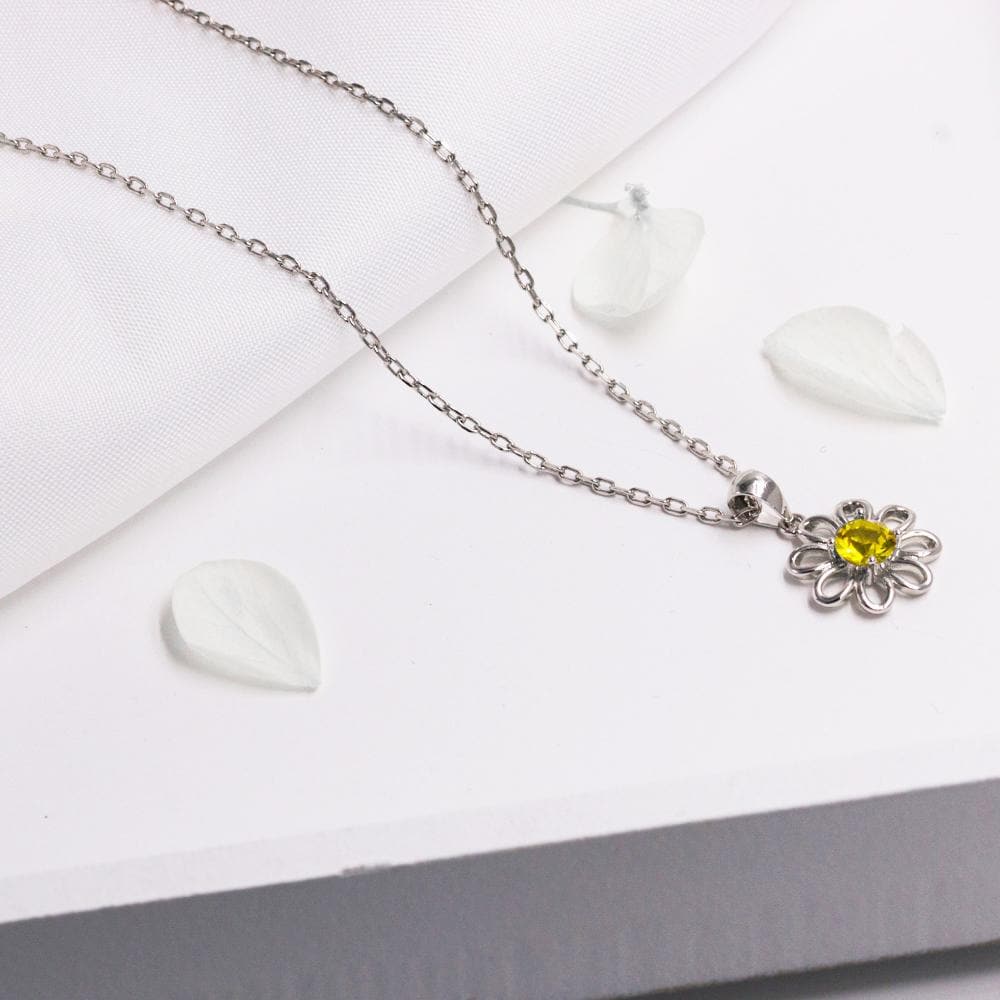 Daisy Necklace Created with Zircondia® Crystals