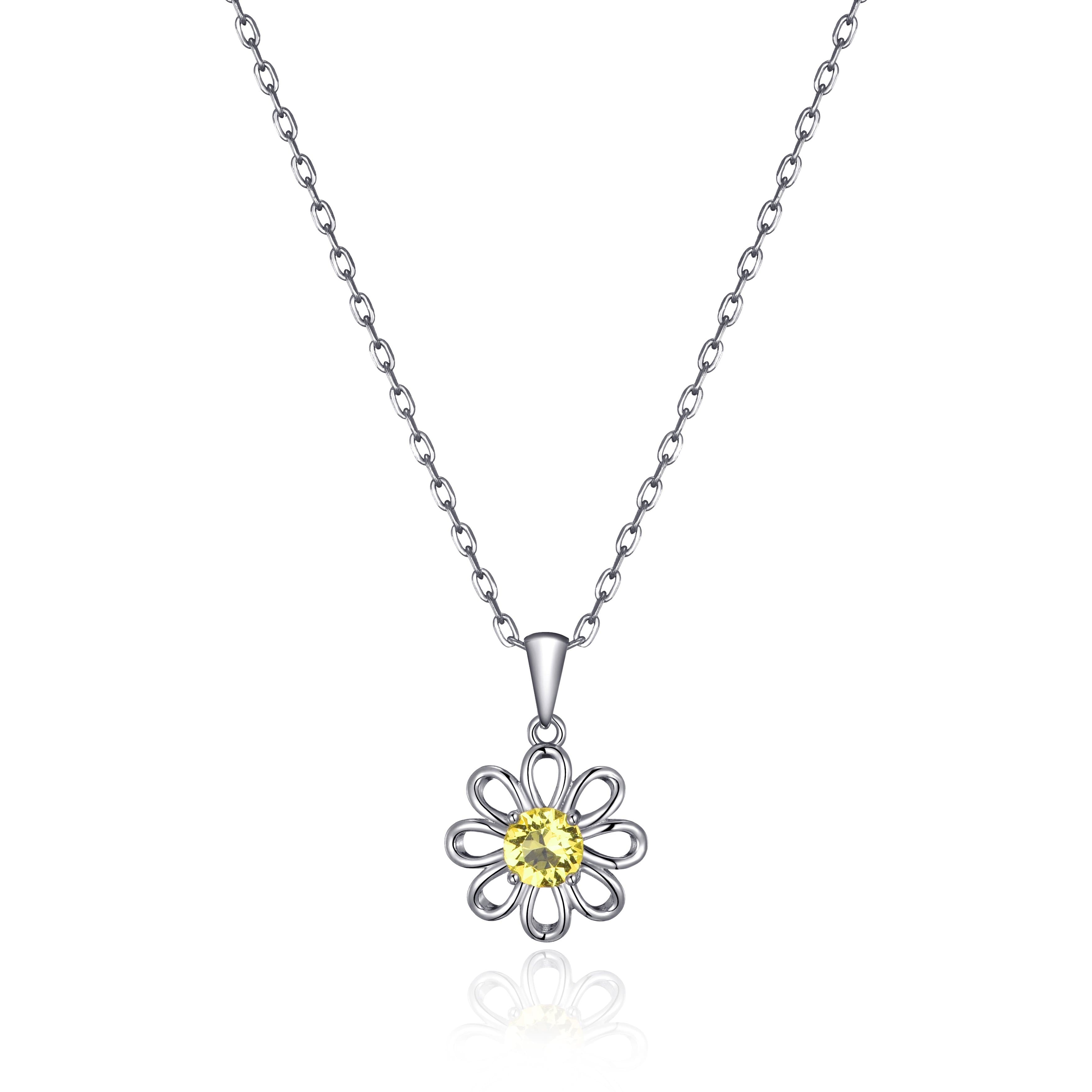 Daisy Necklace Created with Zircondia® Crystals
