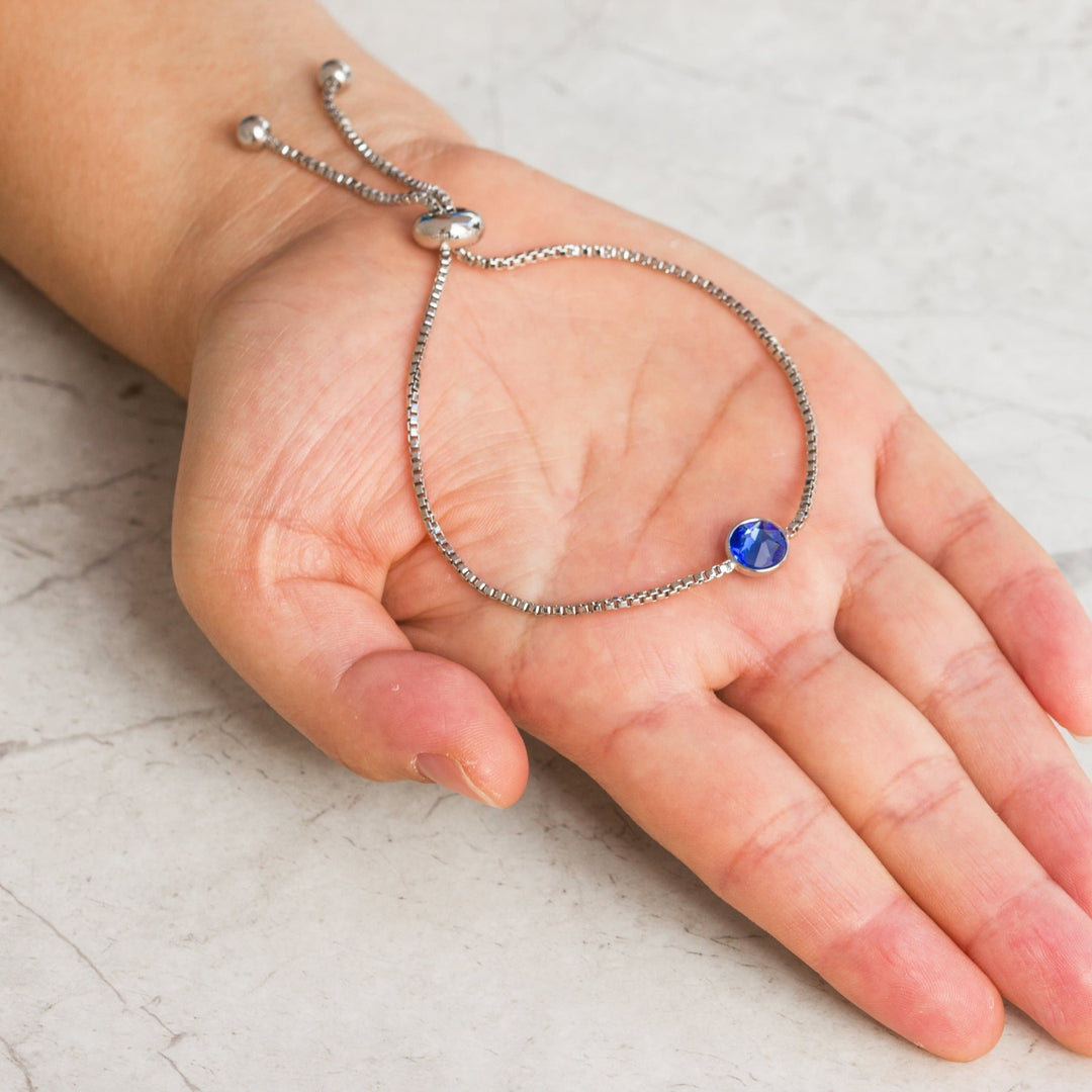 Dark Blue Crystal Bracelet Created with Zircondia® Crystals - Philip Jones Jewellery
