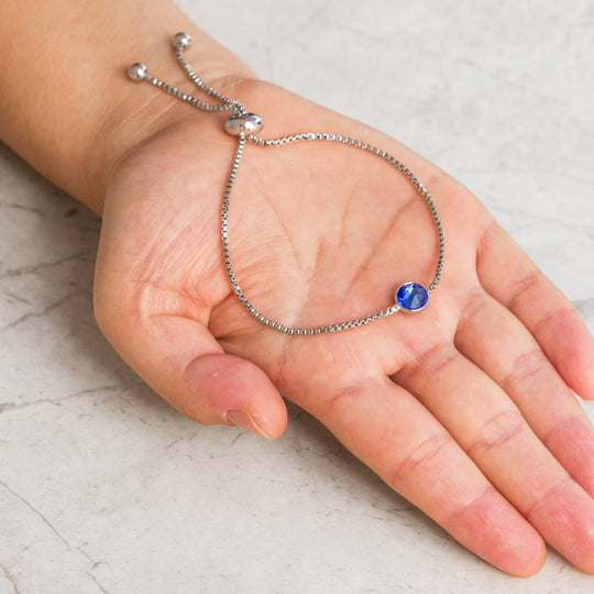 Dark Blue Crystal Bracelet Created with Zircondia® Crystals - Philip Jones Jewellery