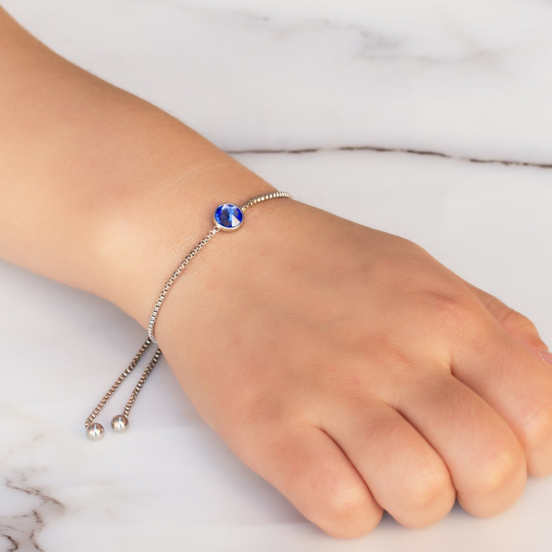 Dark Blue Crystal Bracelet Created with Zircondia® Crystals - Philip Jones Jewellery
